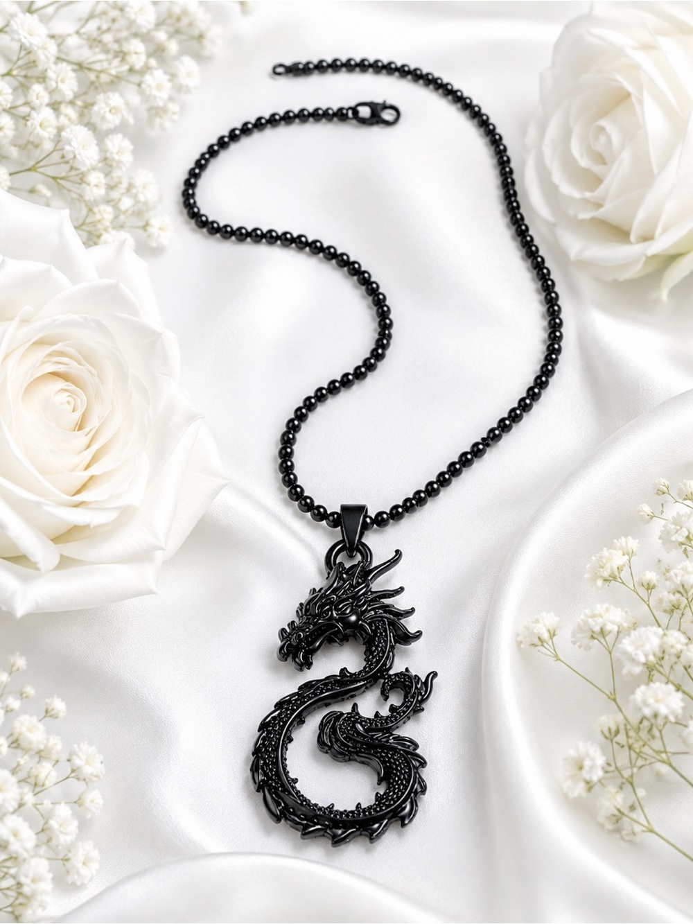 Black Dragon Pendant Necklace - Women Jewelry